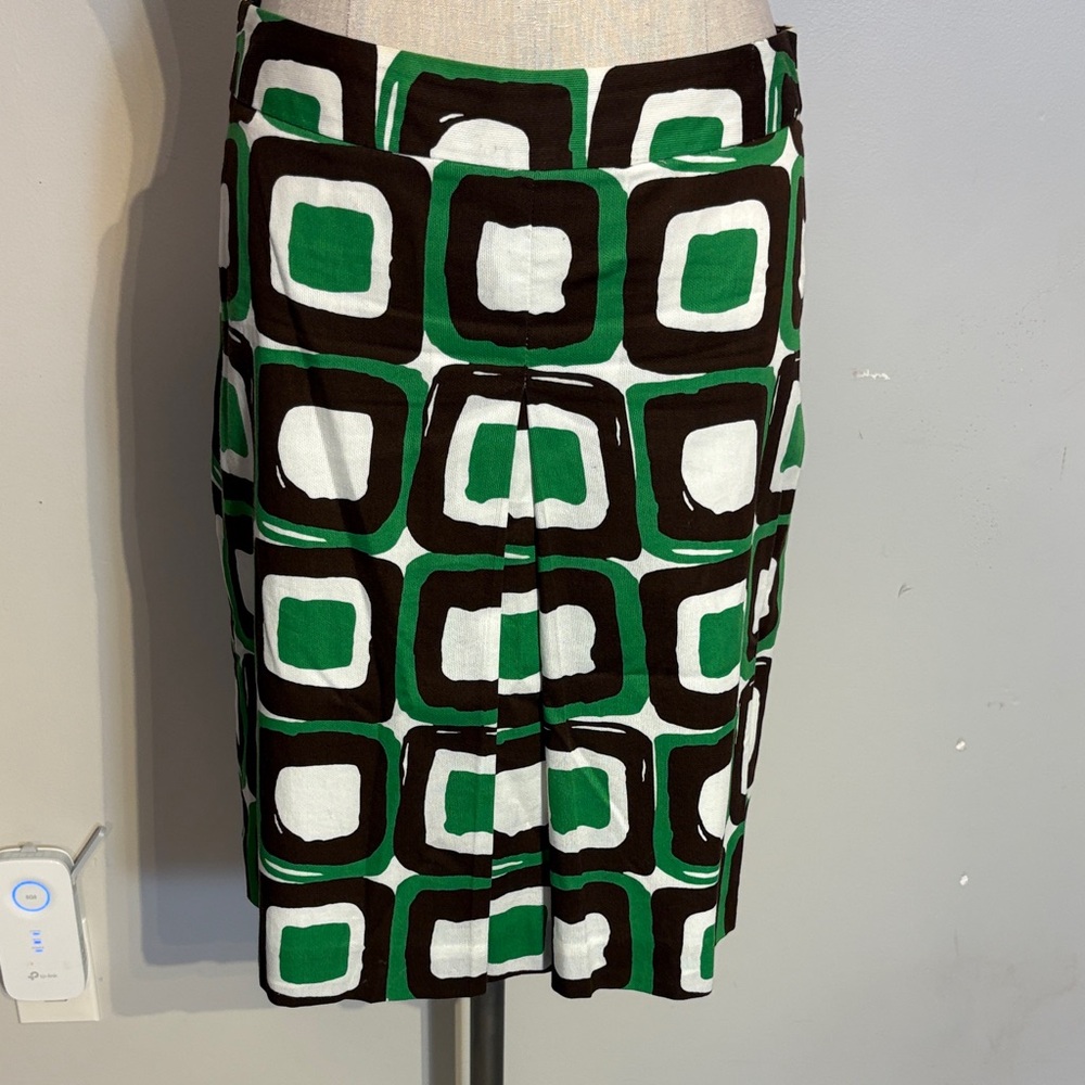 Geometric Green and Brown Skirt size 8